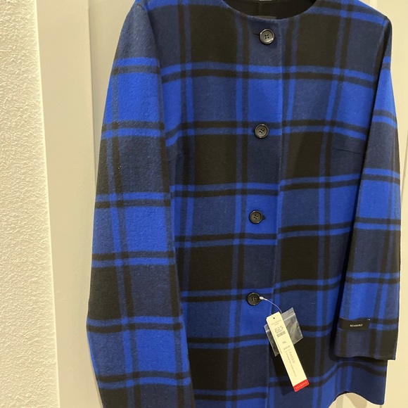 TALBOTS NWT AUTHENTIC TARTAN MAJESTY BLUE & BLACK COLLARLESS CLASIC JACKET - Picture 13 of 17